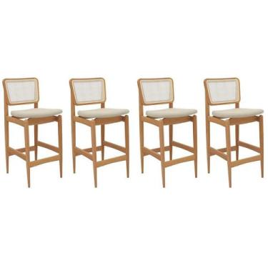 Imagem de Banqueta Sala de Jantar Liz 1BMM009CA Premium Madeira Maciça Kit 4 Un 