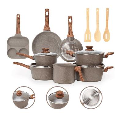 Imagem de Jogo De Panelas 11 Pç Indução Revestimento Cerâmico- Grafito