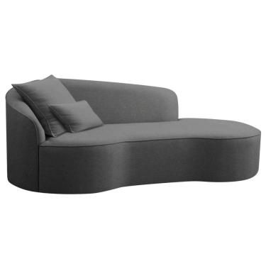 Imagem de Divã Recamier Curvo Sala De Estar Recepção Inglaterra 150cm Lado Direito Linho - Adj Decor Cor Cinza Escuro