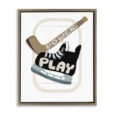Imagem de Stupell Industries Arte de parede em tela flutuante cinza Power Play Hóquei, design de Connie Summers, 78 x 63 cm
