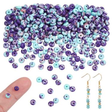 Imagem de NBEADS Cerca de 334 peças de contas Rondelle de 4 mm de diâmetro, contas de pedra de disco de ábaco pedra preciosa espaçadora solta para fazer joias colar de pulseira DIY, índigo, orifício: 0,6 mm
