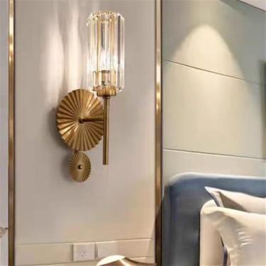 Imagem de Luminária de parede moderna e luxuosa em cristal com LED, estilo arte, para sala de estar, quarto, cabeceira, casa de campo, hotel, escritório, escada e corredor (Estilo 7 F D20H50CM)