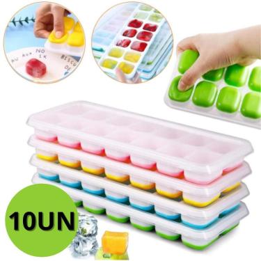 Imagem de Forma De Gelo Fundo Silicone 14 Cubos Tampa Rígida 10 Un