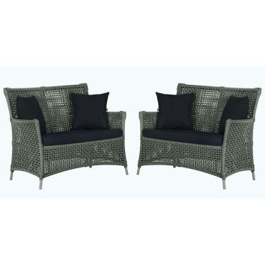 Imagem de 2 Sofás área Externa Igapó Alumínio Fendi Corda Náutica E12 Verde