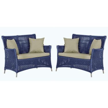 Imagem de 2 Sofás área Externa Igapó Alumínio Fendi Corda Náutica E7 Azul