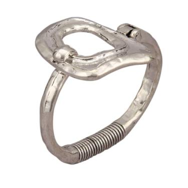 Imagem de Bjesinmo Pulseira feminina dourada com contas de prata, pulseira aberta, empilhável, com contas elásticas, boho, presentes para esposa e casal, Medium, Cobre, Sem Pedra Preciosa