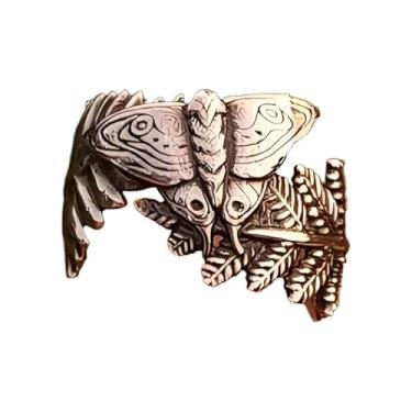 Imagem de ZCVFA Anel ajustável de mariposa e samambaia, samambaia mariposa vintage feito à mão, anéis de inseto de força e crescimento, símbolo de transformação de resiliência, joia inspiradora, presente para