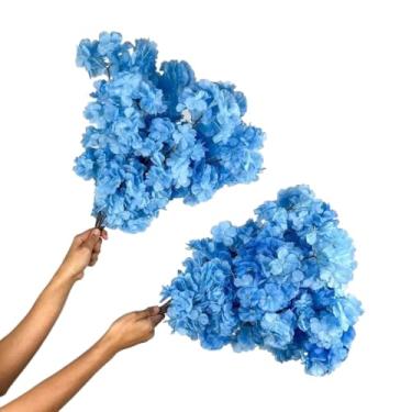 Imagem de Kit 0 a 40 Flores 45cm Flor Cerejeira artificial Decoração Casa - Ramos para Decoração de Casa, Vasos e Eventos, Beleza Eterna sem Manutenção (Azul,Kit 10 Unidade)