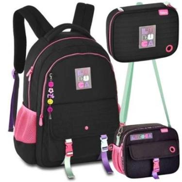Imagem de Kit Mochila de Costas em Nylon OFICIAL LULUCA LU24601 Preto-Unissex