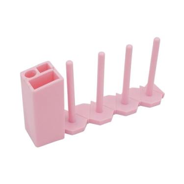 Imagem de Fancyes Suporte para bobinas, organizador para máquinas de costura, fácil de instalar e remover, para uso doméstico e industrial, Rosa