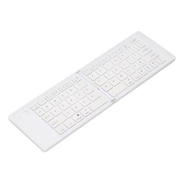 Imagem de Teclado Bluetooth Dobrável Sem Fio, Portátil Ultrafino Magnético Recarregável, Bluetooth 5.0, 150mAh, Compatível com Android e Windows, Branco, 7.3mm