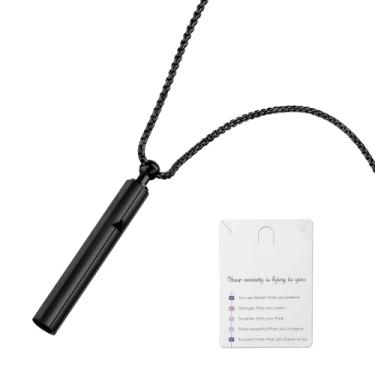 Imagem de Colar Anxiety Breathe Easy – Ferramenta de respiração mindfulness com pingente de aço inoxidável para tranquilidade natural, alívio do estresse, breathing necklace, Aço inoxidável, Sem Pedra Preciosa