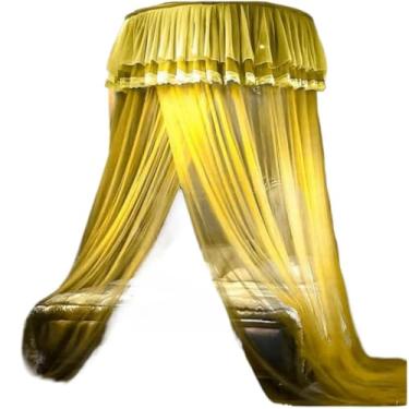 Imagem de Mosquiteiro Teto Casal Gigante com Elástico – Para Cama Casal, Queen e Super King, Fechado Lateral, Microfuros Anti-Mosquito(Amarelo)