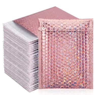 Imagem de 30 envelopes de plástico bolha, 17,8 x 25,4 cm, ouro rosa, pequenos envelopes autovedantes, envelopes de envio opacos para correspondência, embalagem, pequenas empresas, suprimentos de maquiagem de