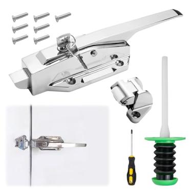 Imagem de Dtructiew Maçaneta da porta do refrigerador Walk in - Kit completo de trava radial (1/8 em 1/10.2 cm) e alça de liberação de nylon sólido que brilha no escuro de 15 cm para freezer, recipientes