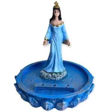 Imagem de Incensário Iemanjá Umbanda Azul 12Cm 3 Varetas Em Resina - Bialluz Pre