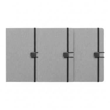 Imagem de Caderno de Anotações com Capa Dura, Tecido Poliéster, Fechamento em Metal, 80 Folhas Pautadas, 21,4x14,5x1,5cm (3, Cinza)
