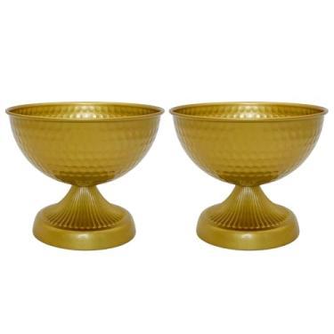 Imagem de QUTUNI Conjunto de 10 vasos de urna dourada - vasos de compota de arranjos de flores de metal vintage de 15 cm para centros de mesa de casamento, decoração de festa de Natal de aniversário (2)