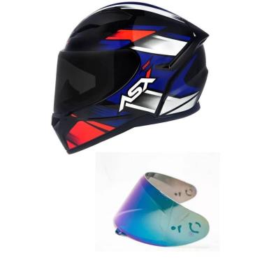 Imagem de Capacete ASX City Start Preto Vermelho e Mais Viseira Camaleão-Masculino