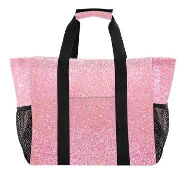 Imagem de ODAWA Bolsa esportiva estética com bolsos, organizador de academia, bolsa esportiva leve, gradiente rosa