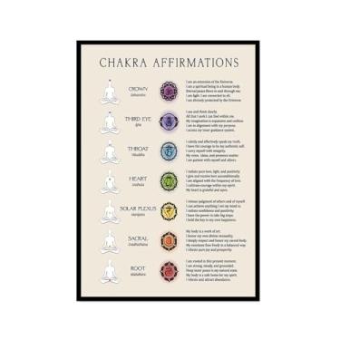 Imagem de Impressão em tela de ioga Membros do pôster de ioga poses de ioga impressão sol e lua saudação fitness zen chakra afirmações espiritual decoração de arte de parede (SKU4,12 x 45,7 cm = (30 x 45 cm