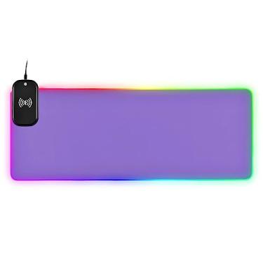 Imagem de Mouse pad para jogos RGB roxo médio, grande Mousepad com 14 modos de iluminação, tapete de mouse grande LED estendido antiderrapante, teclado de computador Mousepad tapete de mouse 81,5 x 11,8 polegadas