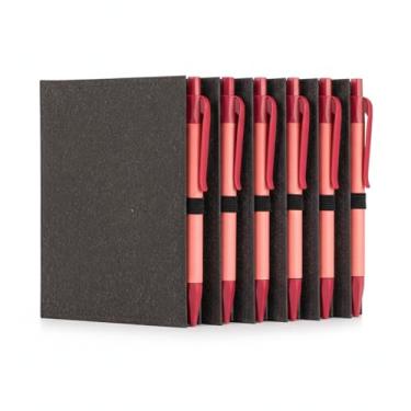 Imagem de Bloco de Anotações em Papelão Reciclado com Capa Dura, 100 Folhas Brancas, Sticky Notes e Caneta em Papel Reciclado (5, Preto)