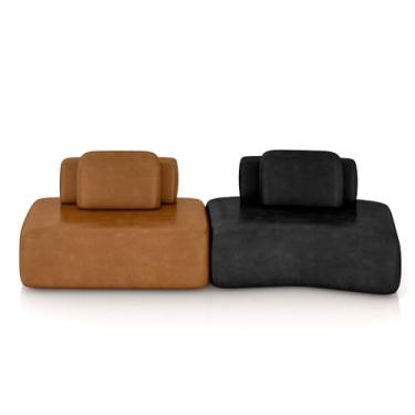 Imagem de Sofá Ilha Sala de Estar Dakota 2 Módulos 316cm Encostos Almofadas Soltas PU Caramelo/Preto G33 - Gran Belo