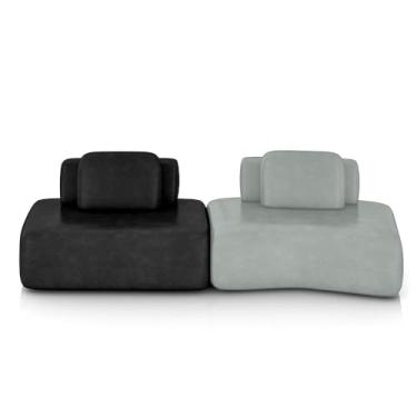 Imagem de Sofá Ilha Sala de Estar Dakota 2 Módulos 316cm Encostos Almofadas Soltas PU Preto/Cinza G33 - Gran Belo