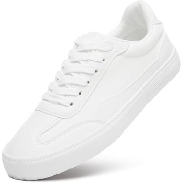 Imagem de XRH Tênis feminino branco antiderrapante para trabalho, casual, caminhada, treino, academia, atlético, moderno, Branco, 37