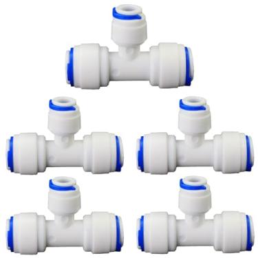 Imagem de Camiseta de pressão para conectar purificador de água, encaixe de tubo PE de 3/20.3 cm a 1/10.2 cm a 3/20.3 cm, compatível com filtragem de água RO, pré-purificador, geladeira, adaptador de plástico