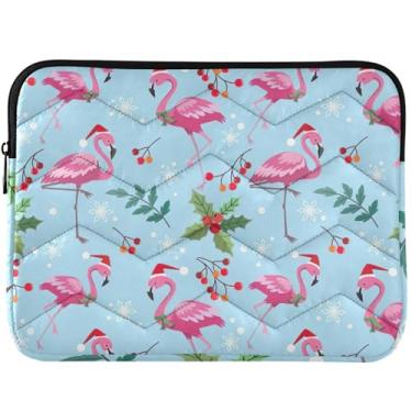 Imagem de Capa para notebook Flamingo Christmas azul-petróleo rosa para MacBook Air 13 polegadas capa universal para laptop de 13 a 14 polegadas bolsas, capas e capas