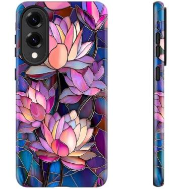 Imagem de DEENAKIN Capa fofa para Samsung Galaxy S25 Edge - Compatível com carregamento sem fio - Silicone macio de camada dupla + capa rígida - Design elegante de flores silvestres - Capa de telefone chique