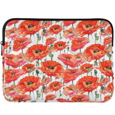 Imagem de Capa para laptop floral vermelha com estampa floral para MacBook Pro de 14 polegadas, acessórios de computador universais de 13 a 14 polegadas