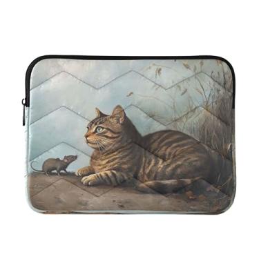 Imagem de Bolsa de trabalho feminina vintage gato malhado marrom 33-13,3 polegadas, proteção abrangente, bolsa de trabalho feminina