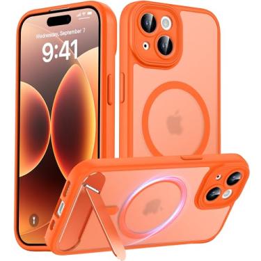 Imagem de AMILIFECASES Capa magnética compatível com iPhone 15, [suporte invisível embutido] [compatível com MagSafe] [proteção total da câmera] Capa de celular fosca translúcida para iPhone 15 de 6,1 polegadas