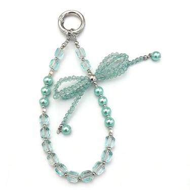 Imagem de LUVI Cordão para celular com contas, cordão de pulso, contas de laço, pulseira de pérolas, acessórios bonitos da moda para bolsa, chaveiro, AirPods, câmera, pingentes, decoração para mulheres