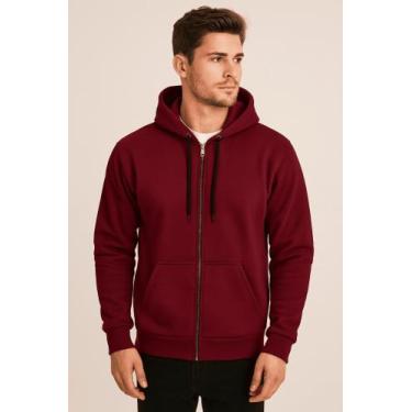 Imagem de Moletom Ziper Bolso Canguru Flanelado  Inverno - TRAJANO STORE, Bordô,