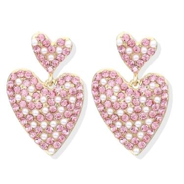 Imagem de Brincos de dia dos namorados para namorada brincos de coração vermelho para mulheres brincos pendentes de coração de strass brincos rosa choque para meninas presentes de dia dos namorados 2024