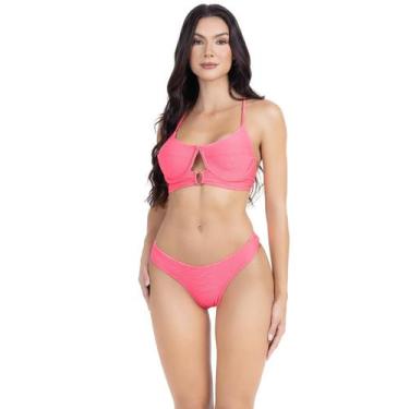 Imagem de Biquini Feminino 3D Com Aro Detalhe em U Amarração Cruzada - HYPE MODA