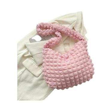 Imagem de Bolsa Feminina Crossbody Acolchoada com Xadrez Bordado - Grande Capaci