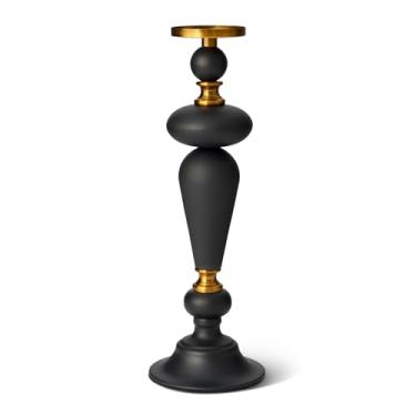 Imagem de FOLKOR LIFE Suporte de vela preto e dourado para centros de mesa, suporte de castiçal de metal para lareira, mesa de jantar, decoração de festa, presente de inauguração de casa
