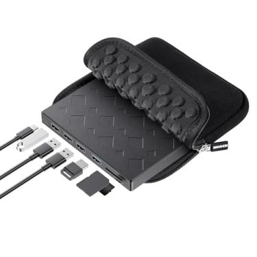 Imagem de MAHAHUM Unidade externa de CD/DVD para laptop, Mac, USB 3.0 e tipo-C 8 em 1, gravador/leitor de CD/leitor portátil Plug & Play com estojo de transporte compatível com Windows 11/10/8/7, Mac OS