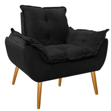 Imagem de Poltrona Opala Palito Mel Suede Preto - Doce Sonho Móveis