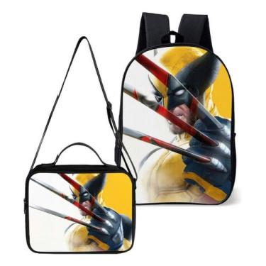 Imagem de Kit Mochila Com Lancheira Termica Escolar Menino Garras de Lamina Wolv