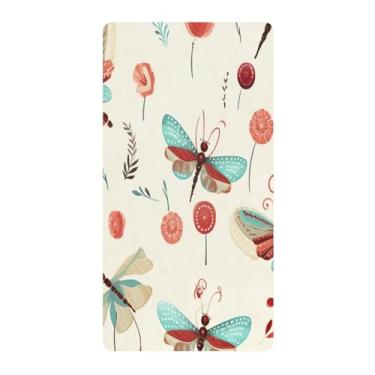 Imagem de Blueangle Lençol de berço padrão para berço infantil - Lençóis de algodão macio e respirável com estampa de libélula (90)