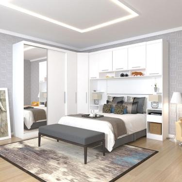 Imagem de Quarto de Canto Casal com Guarda Roupas com Espelho e Mesas de Cabeceira Alpes Luciane Moveis