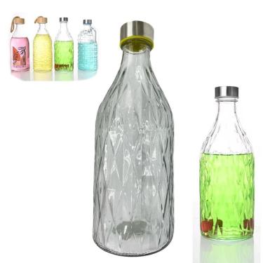 Imagem de Garrafa De Vidro Agua 1 Lt Tampa Inox E Silicone