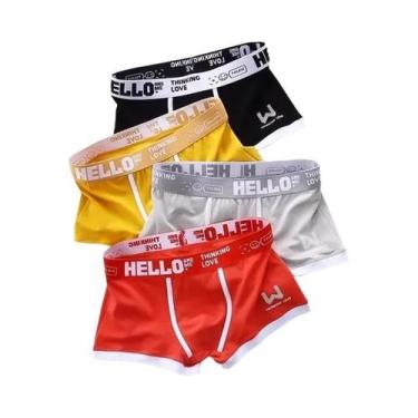 Imagem de Cuecas Boxer Masculinas De Algodão 4 Peças 2024 Confortáveis Respiráve