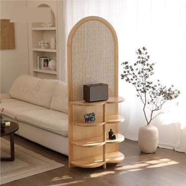 Imagem de Divisórias de quarto com espaço de armazenamento, divisórias de vime, prateleiras de armazenamento retrô multifuncionais para salas de estar, entradas, quartos e salas de estudo